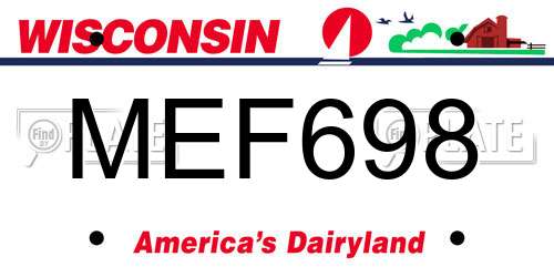 MEF698 Wisconsin License Plate