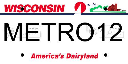 METRO12 Wisconsin License Plate