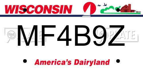 MF4B9Z Wisconsin License Plate