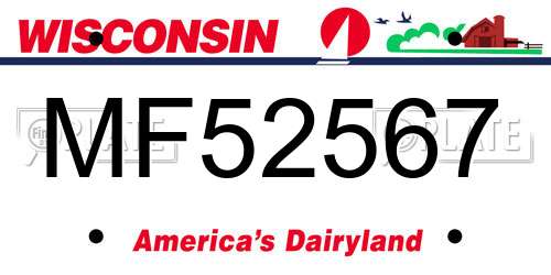 MF52567 Wisconsin License Plate