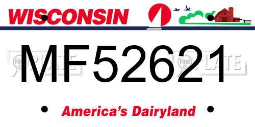 MF52621 Wisconsin License Plate