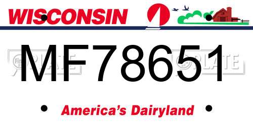 MF78651 Wisconsin License Plate