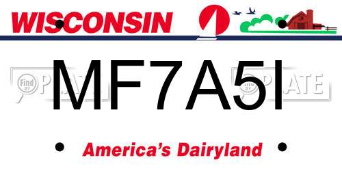 MF7A5I Wisconsin License Plate