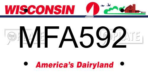 MFA592 Wisconsin License Plate