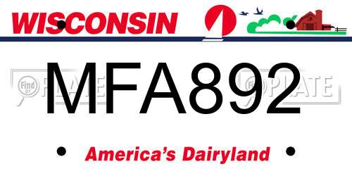 MFA892 Wisconsin License Plate