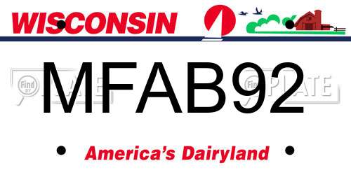 MFAB92 Wisconsin License Plate