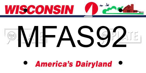 MFAS92 Wisconsin License Plate