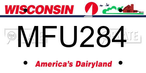 MFU284 Wisconsin License Plate