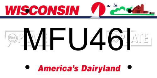 MFU46I Wisconsin License Plate