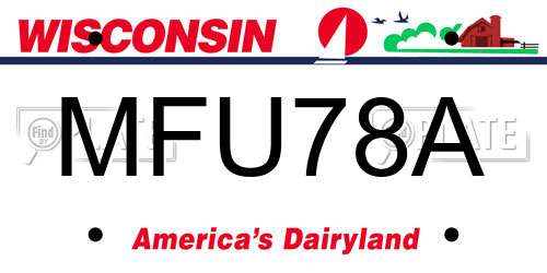 MFU78A Wisconsin License Plate