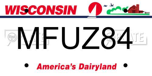 MFUZ84 Wisconsin License Plate