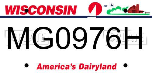 MG0976H Wisconsin License Plate