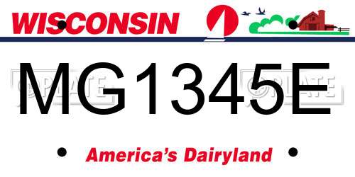 MG1345E Wisconsin License Plate