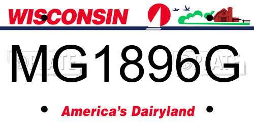 MG1896G Wisconsin License Plate
