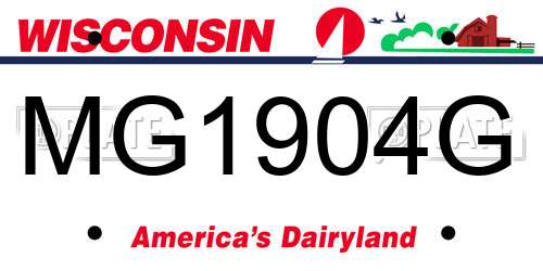 MG1904G Wisconsin License Plate