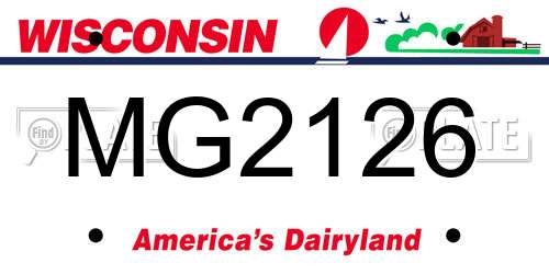 MG2126 Wisconsin License Plate