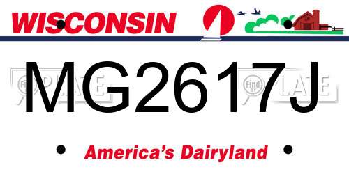 MG2617J Wisconsin License Plate