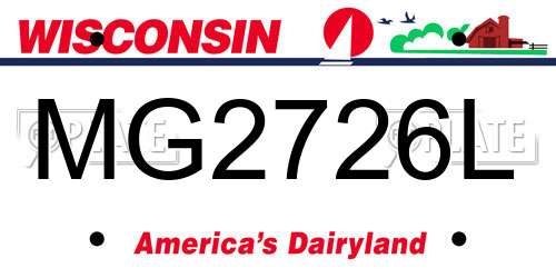 MG2726L Wisconsin License Plate