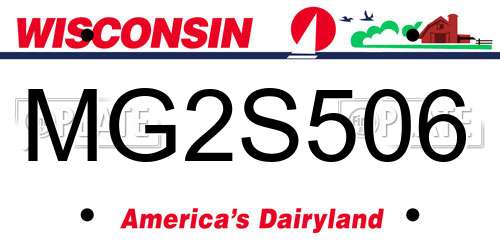 MG2S506 Wisconsin License Plate