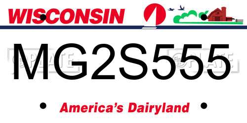 MG2S555 Wisconsin License Plate