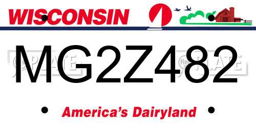 MG2Z482 Wisconsin License Plate