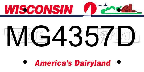 MG4357D Wisconsin License Plate