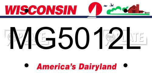 MG5012L Wisconsin License Plate