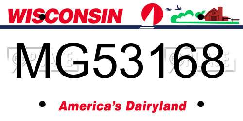 MG53168 Wisconsin License Plate