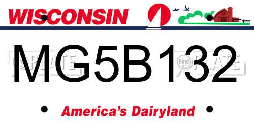 MG5B132 Wisconsin License Plate