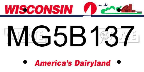 MG5B137 Wisconsin License Plate