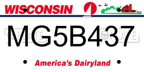 MG5B437 Wisconsin License Plate