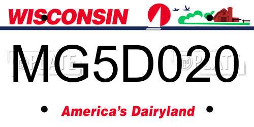 MG5D020 Wisconsin License Plate