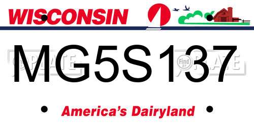 MG5S137 Wisconsin License Plate