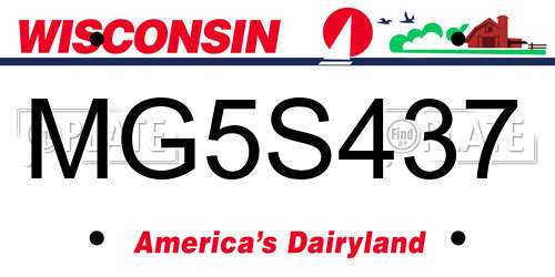 MG5S437 Wisconsin License Plate