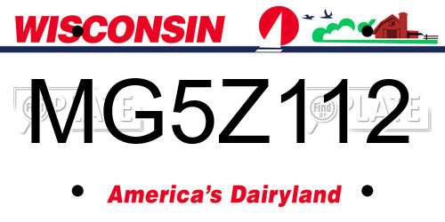 MG5Z112 Wisconsin License Plate
