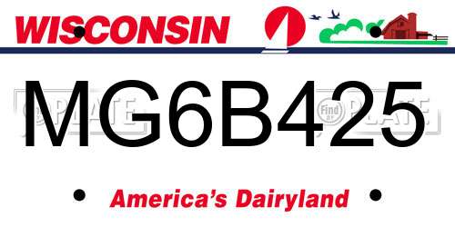 MG6B425 Wisconsin License Plate