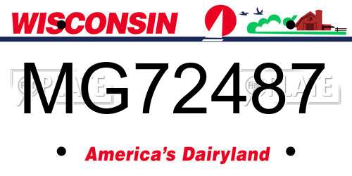 MG72487 Wisconsin License Plate