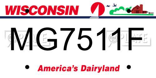 MG7511F Wisconsin License Plate