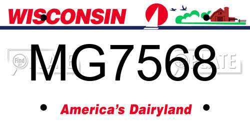 MG7568 Wisconsin License Plate