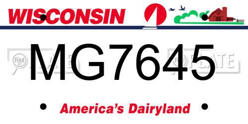 MG7645 Wisconsin License Plate