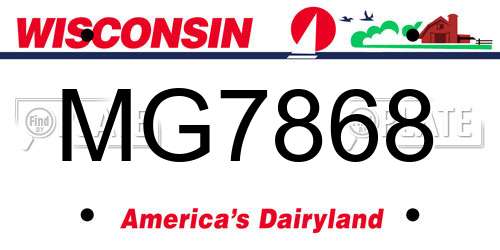 MG7868 Wisconsin License Plate
