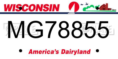 MG78855 Wisconsin License Plate