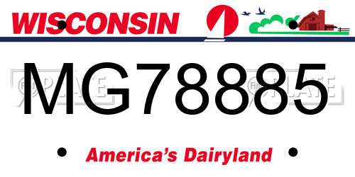 MG78885 Wisconsin License Plate