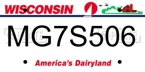 MG7S506 Wisconsin License Plate