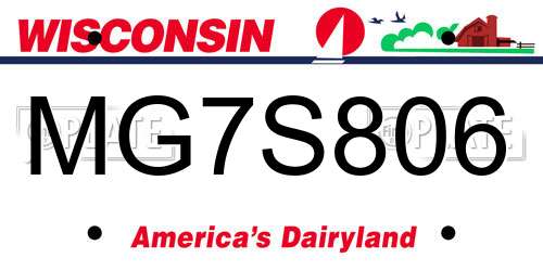 MG7S806 Wisconsin License Plate