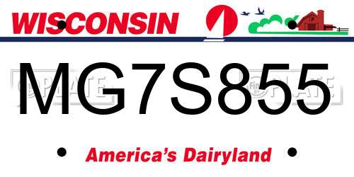 MG7S855 Wisconsin License Plate