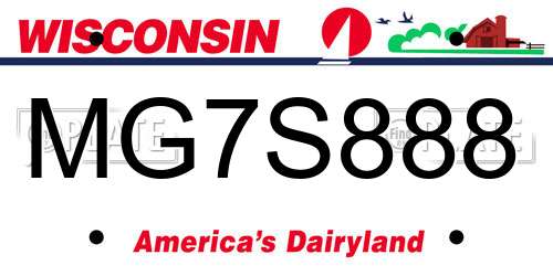 MG7S888 Wisconsin License Plate