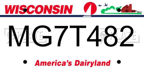 MG7T482 Wisconsin License Plate
