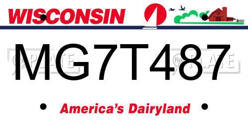 MG7T487 Wisconsin License Plate