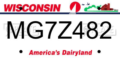 MG7Z482 Wisconsin License Plate
